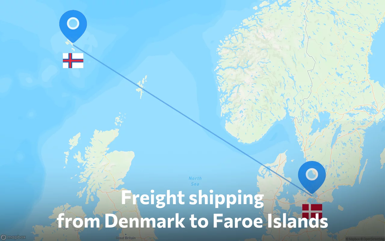 Shipping route from Denmark to Faroe Islands