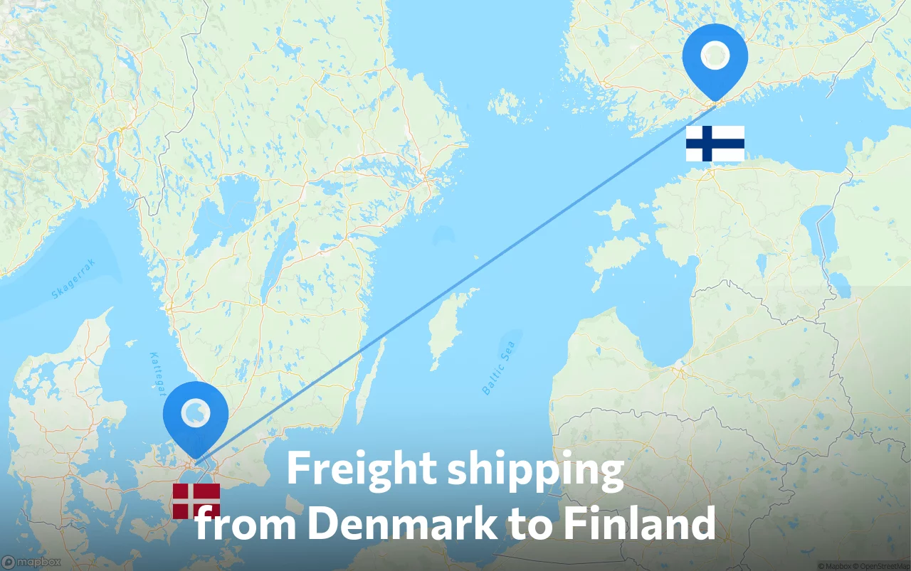 Shipping route from Denmark to Finland