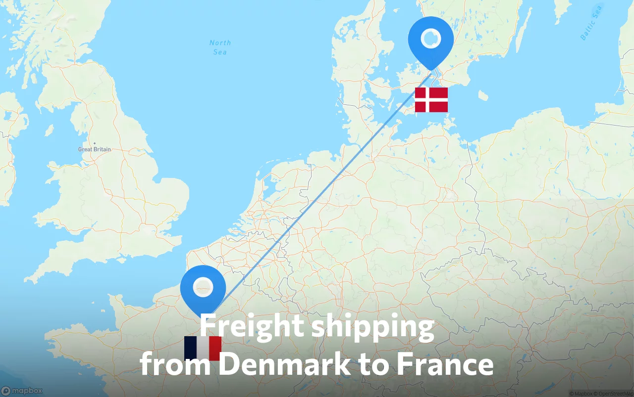 Shipping route from Denmark to France