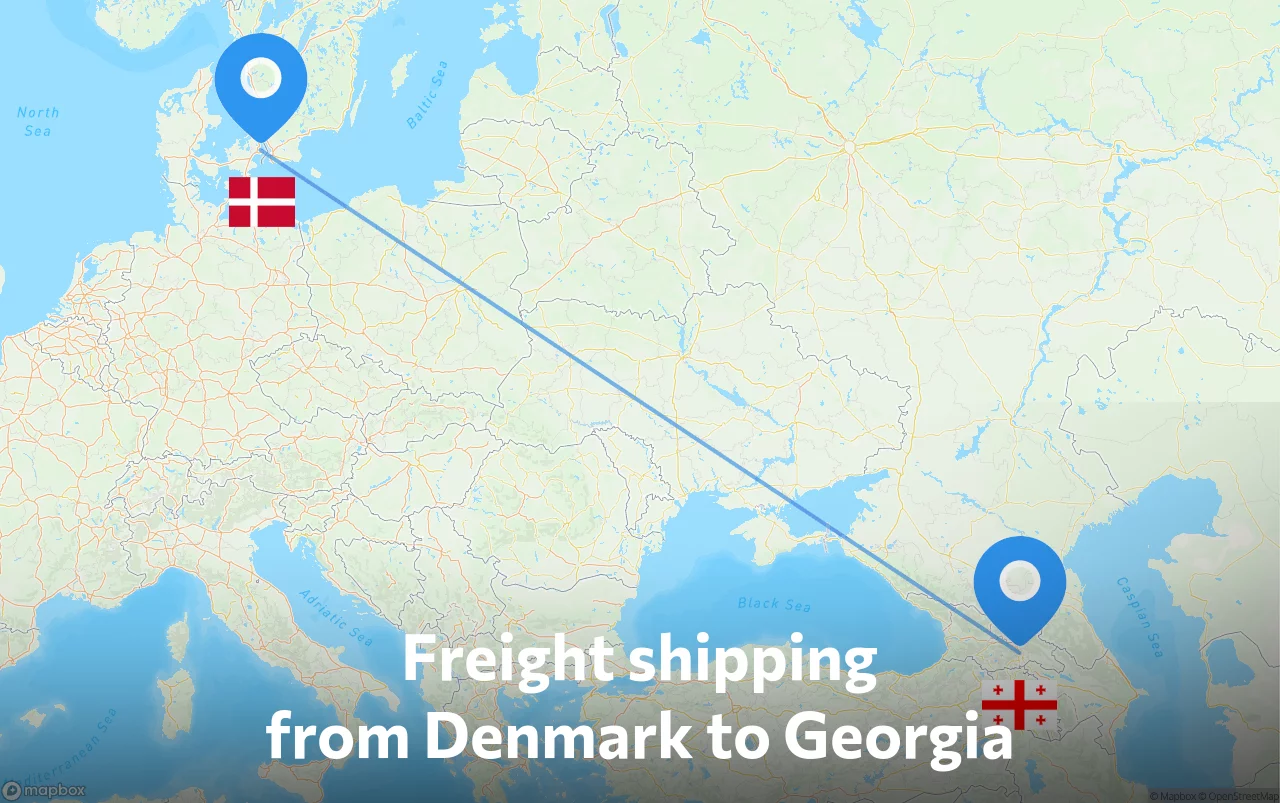 Shipping route from Denmark to Georgia