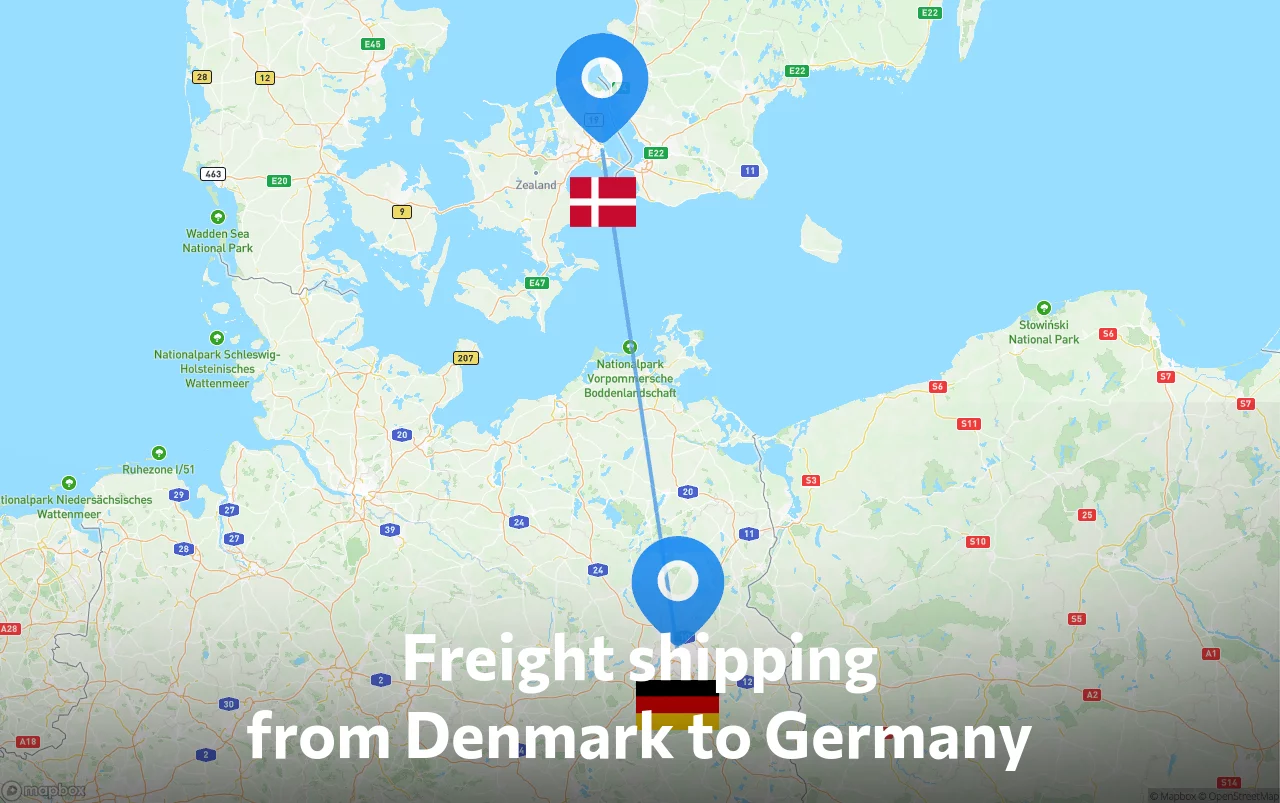 Shipping route from Denmark to Germany