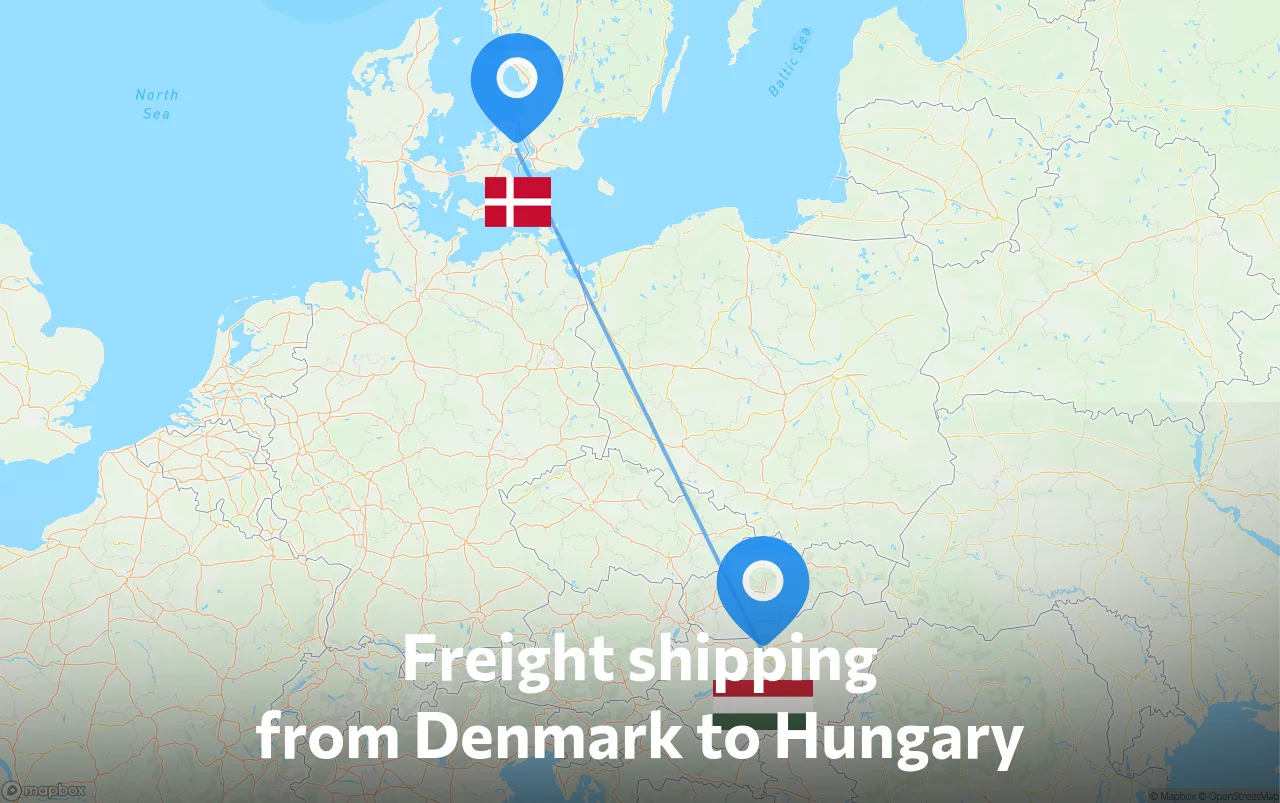 Shipping route from Denmark to Hungary
