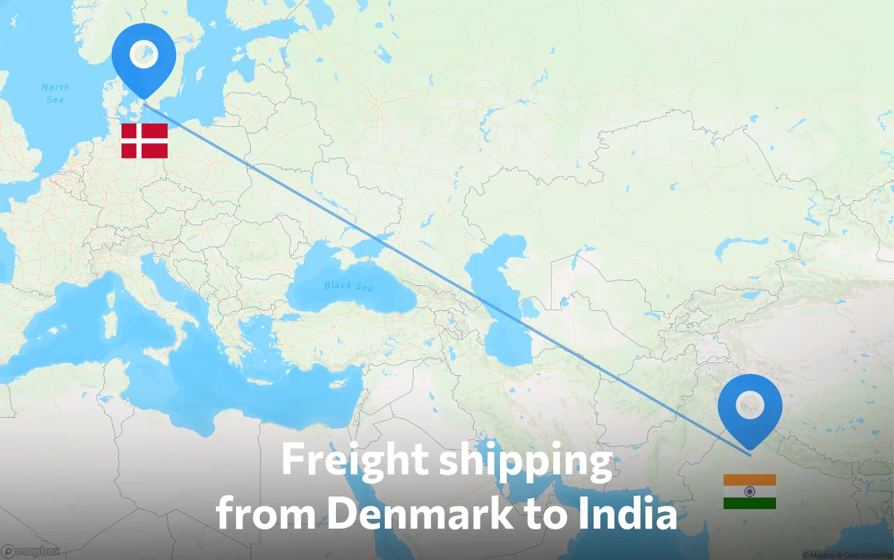 Shipping route from Denmark to India