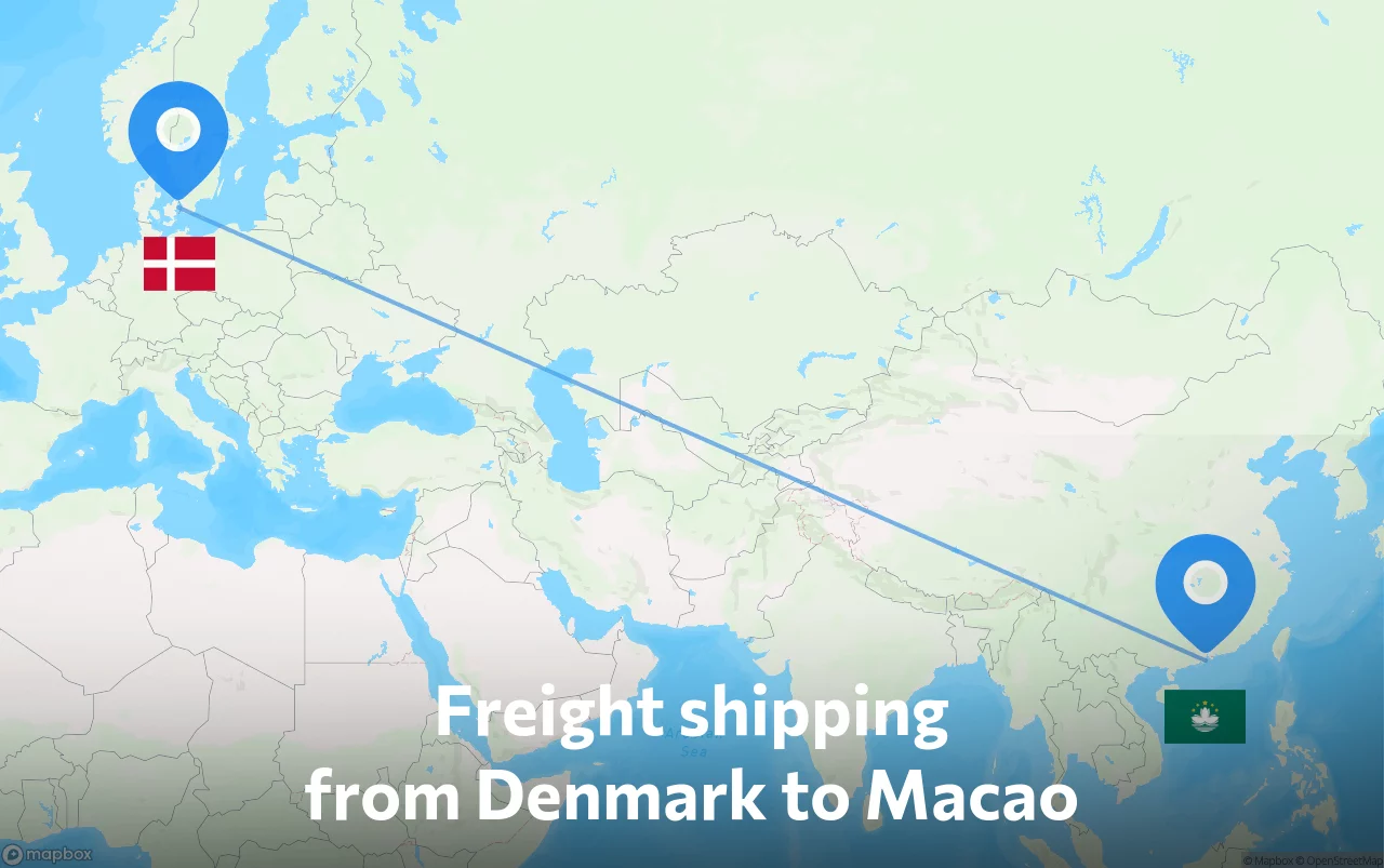 Shipping route from Denmark to Macao