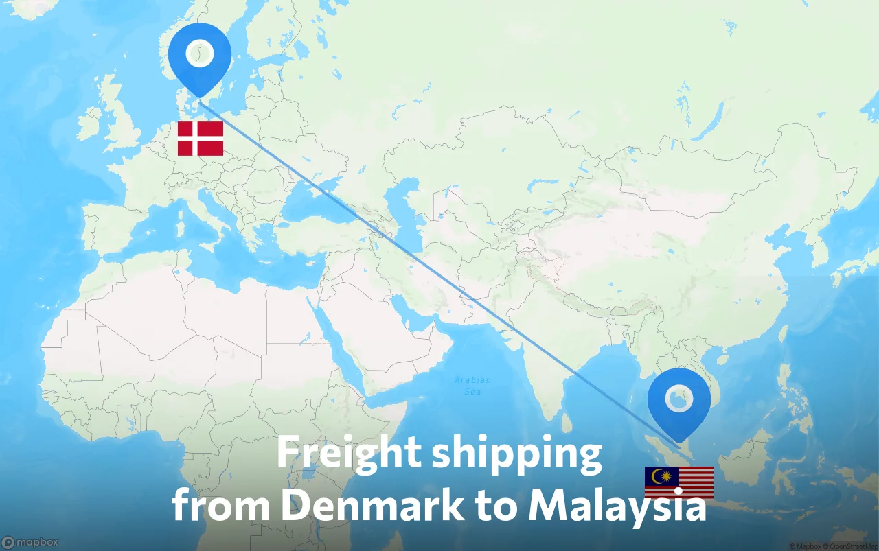 Shipping route from Denmark to Malaysia