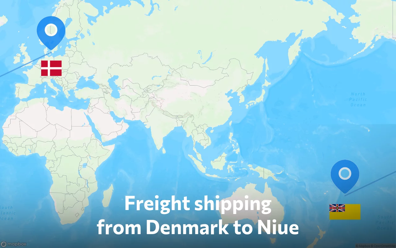 Shipping route from Denmark to Niue