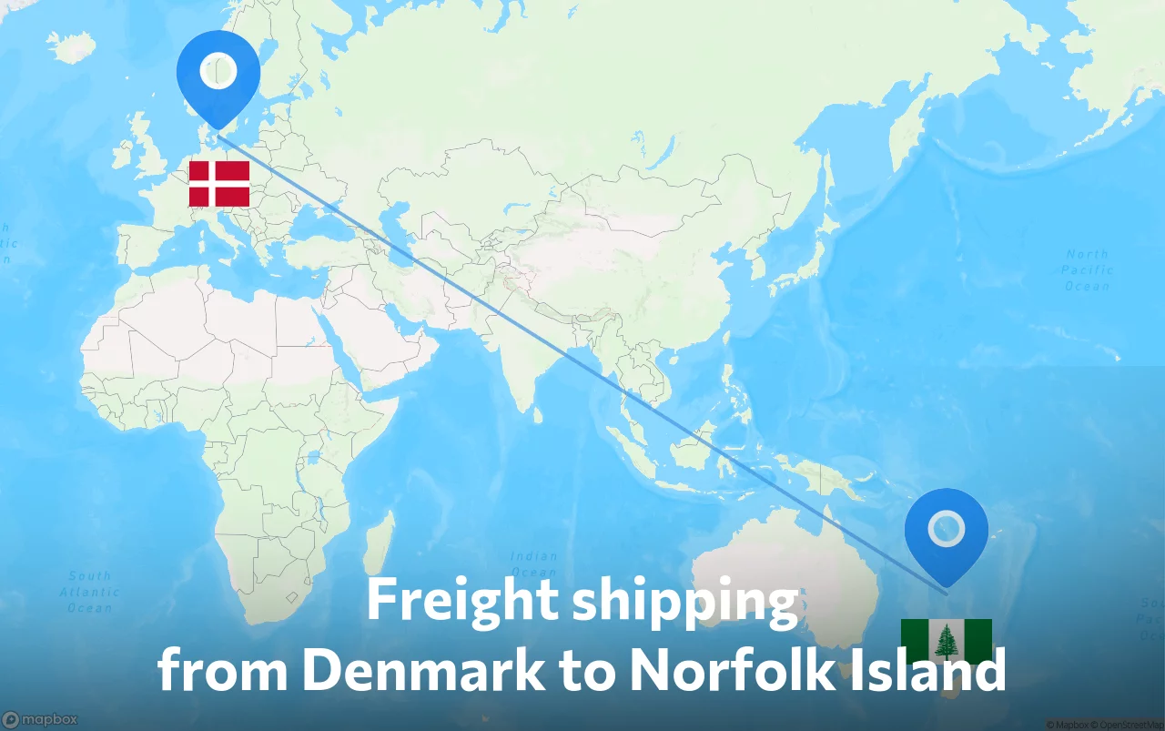 Shipping route from Denmark to Norfolk Island