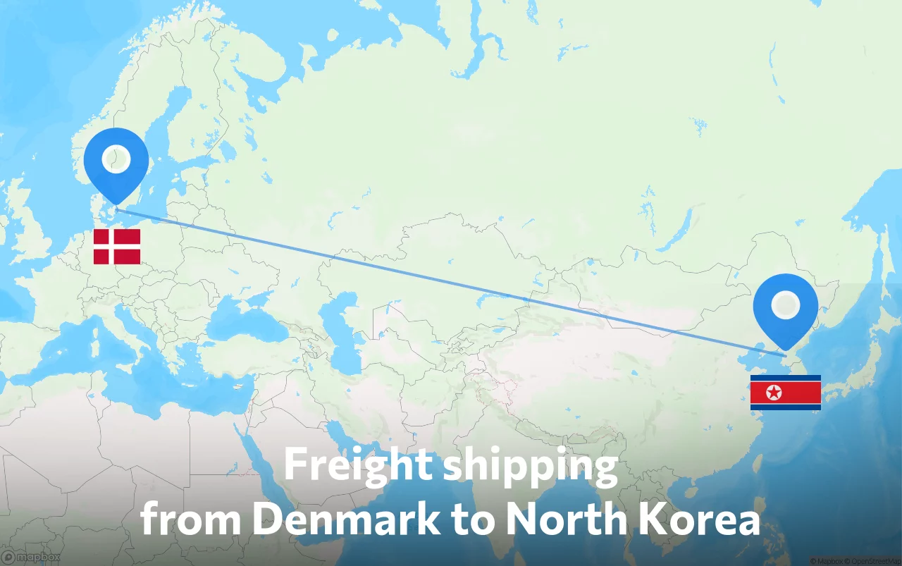 Shipping route from Denmark to North Korea