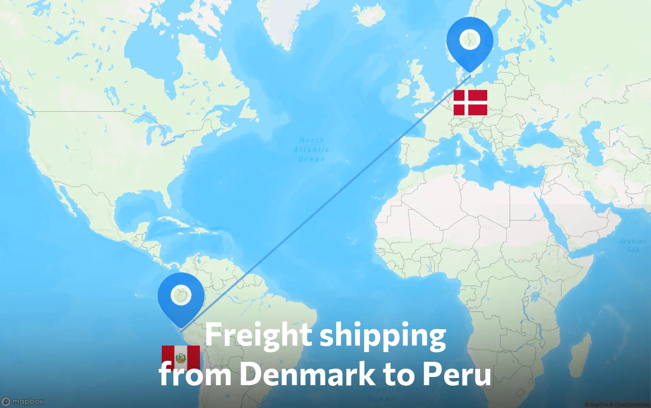 Shipping route from Denmark to Peru