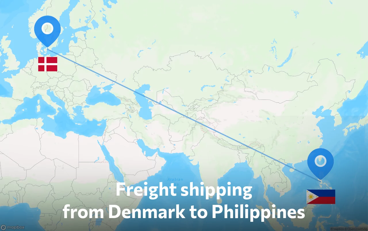 Shipping route from Denmark to Philippines