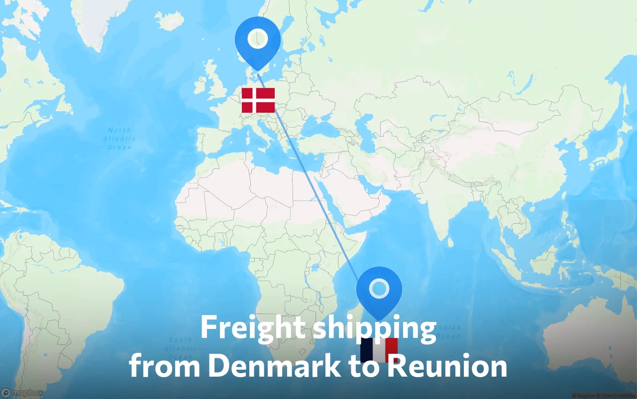 Shipping route from Denmark to Reunion