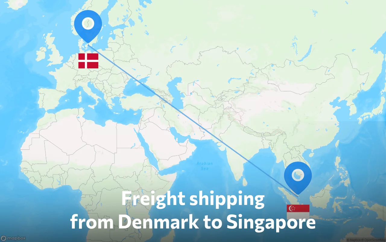 Shipping route from Denmark to Singapore