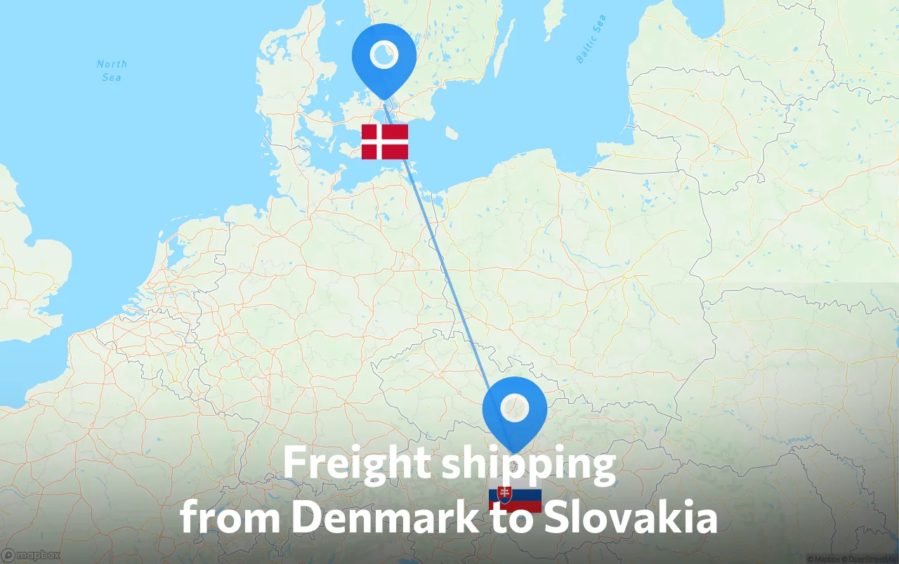 Shipping route from Denmark to Slovakia