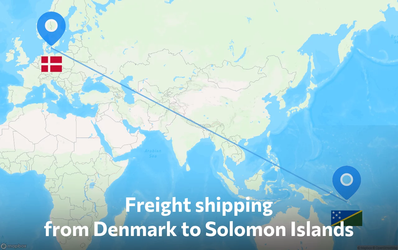 Shipping route from Denmark to Solomon Islands