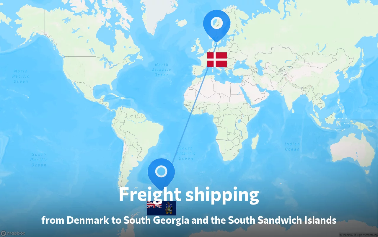 Shipping route from Denmark to South Georgia and the South Sandwich Islands