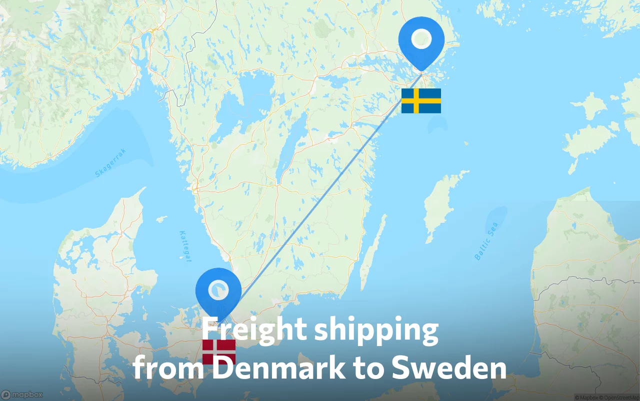 Shipping route from Denmark to Sweden