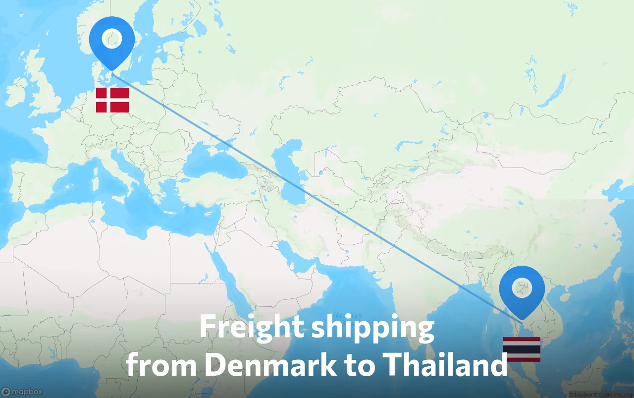 Shipping route from Denmark to Thailand