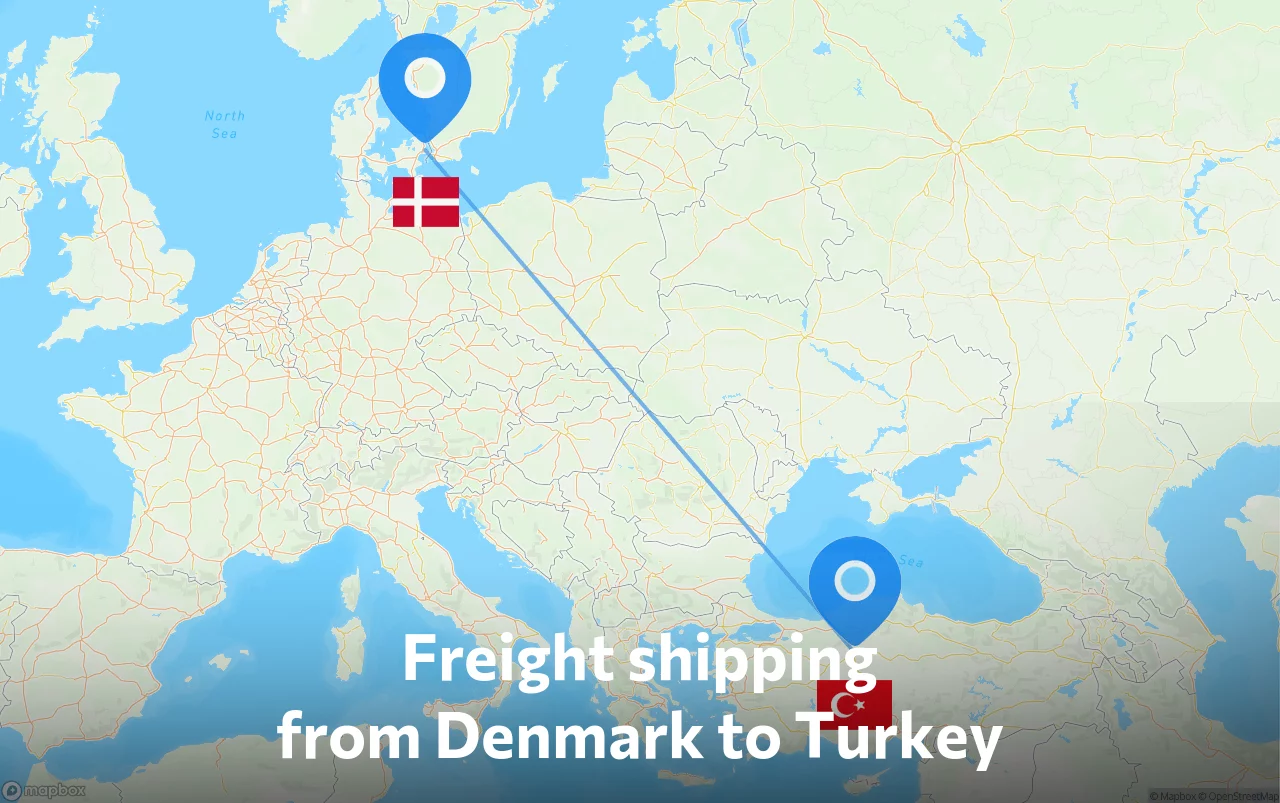 Shipping route from Denmark to Turkey