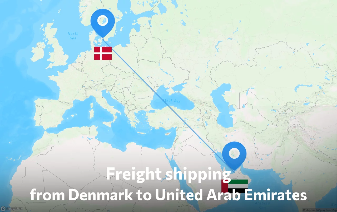 Shipping route from Denmark to United Arab Emirates
