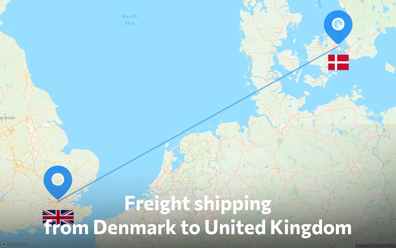 Shipping route from Denmark to United Kingdom