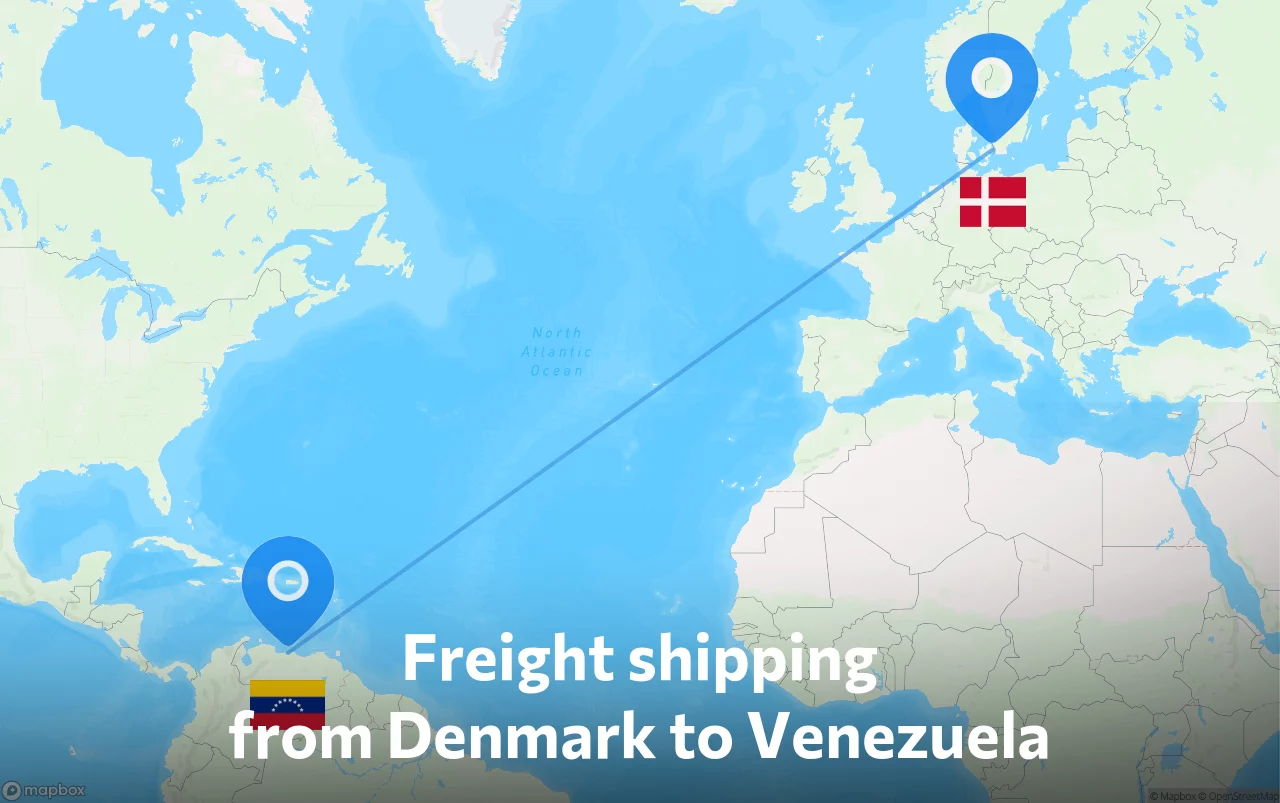 Shipping route from Denmark to Venezuela