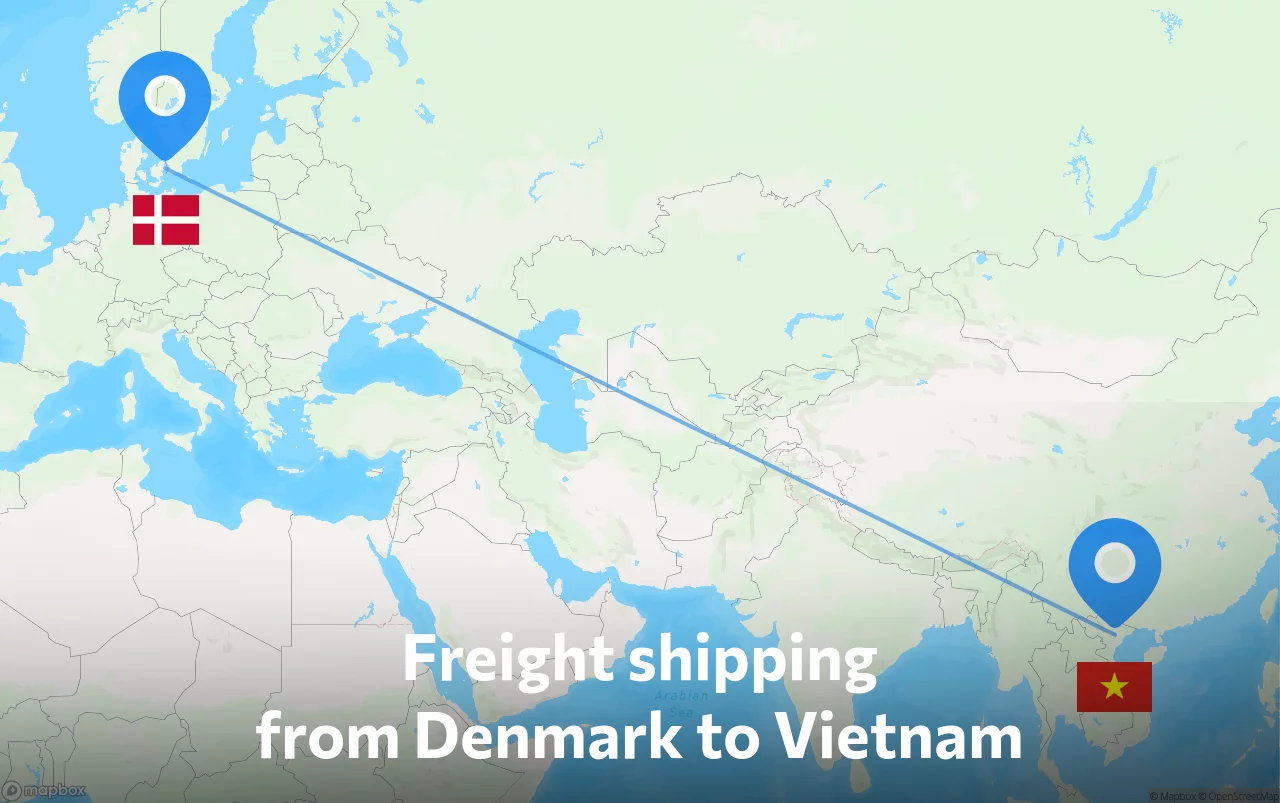 Shipping route from Denmark to Vietnam