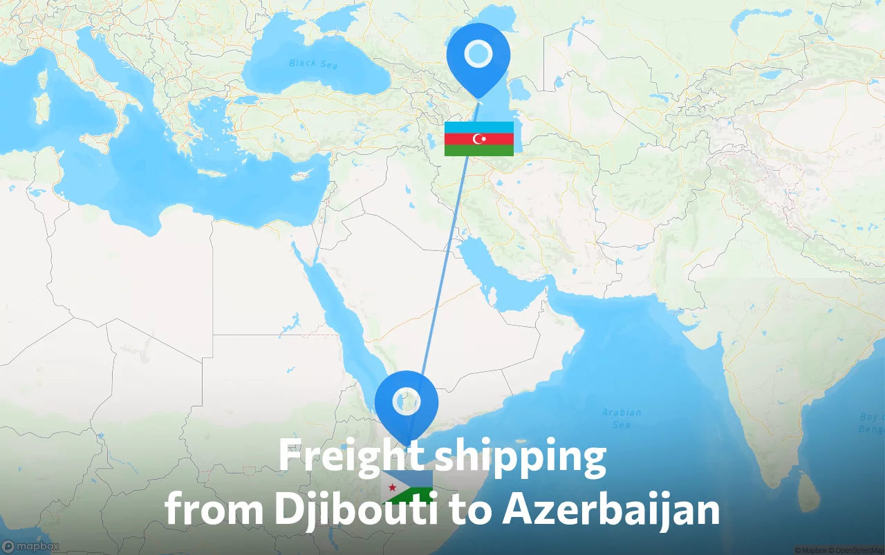 Shipping route from Djibouti to Azerbaijan