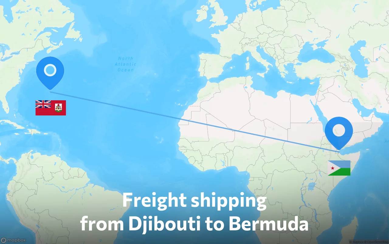 Shipping route from Djibouti to Bermuda