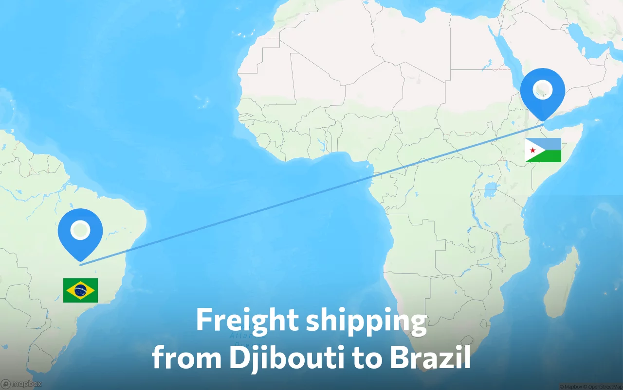 Shipping route from Djibouti to Brazil