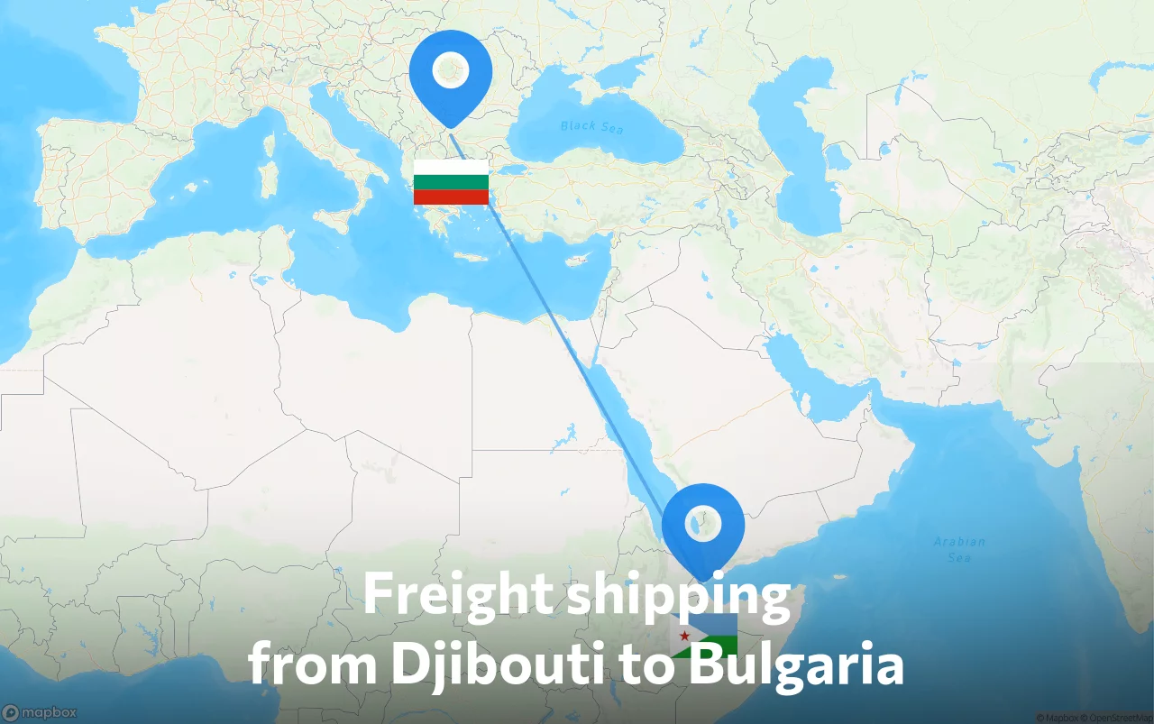 Shipping route from Djibouti to Bulgaria