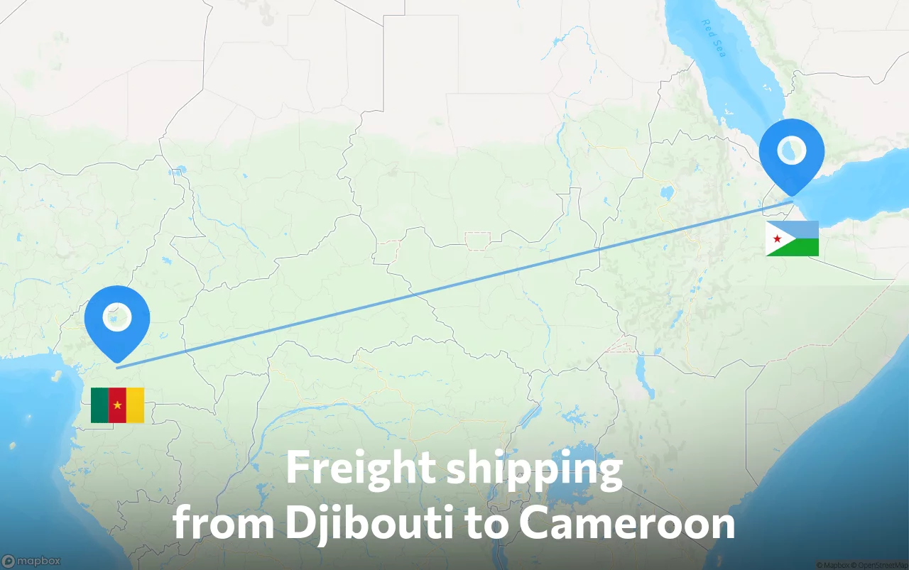 Shipping route from Djibouti to Cameroon
