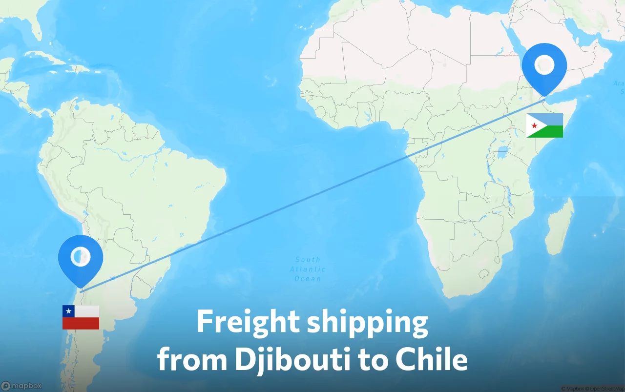 Shipping route from Djibouti to Chile