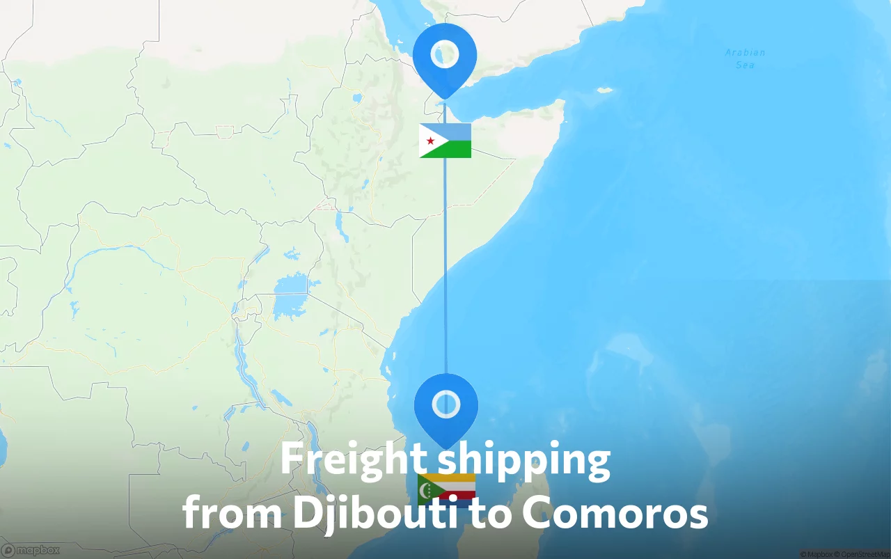 Shipping route from Djibouti to Comoros