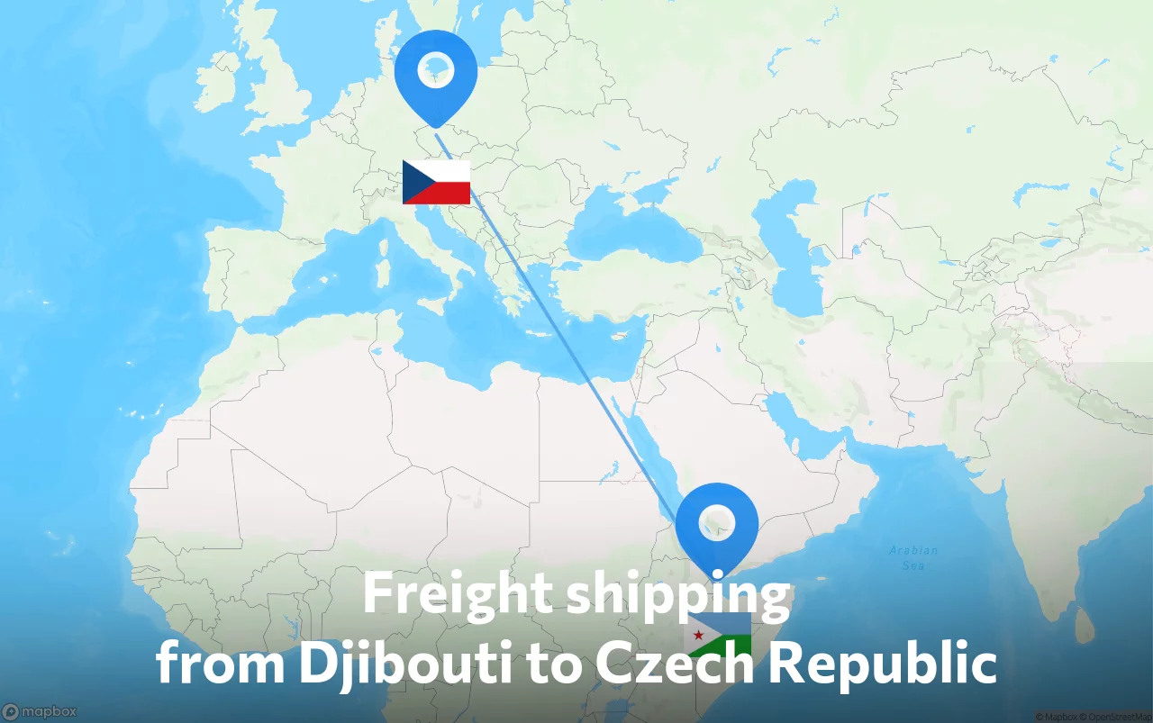 Shipping route from Djibouti to Czech Republic