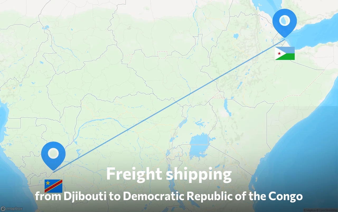 Shipping route from Djibouti to Democratic Republic of the Congo