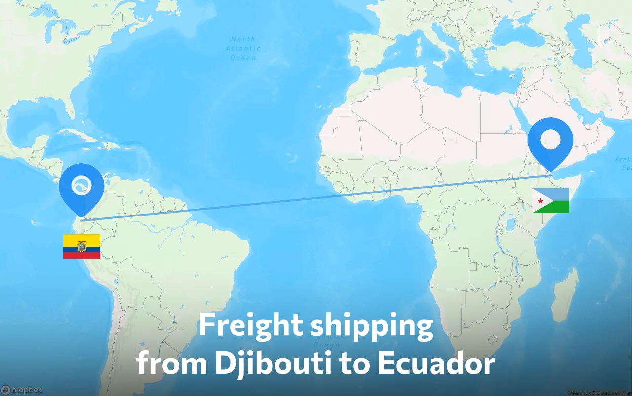 Shipping route from Djibouti to Ecuador