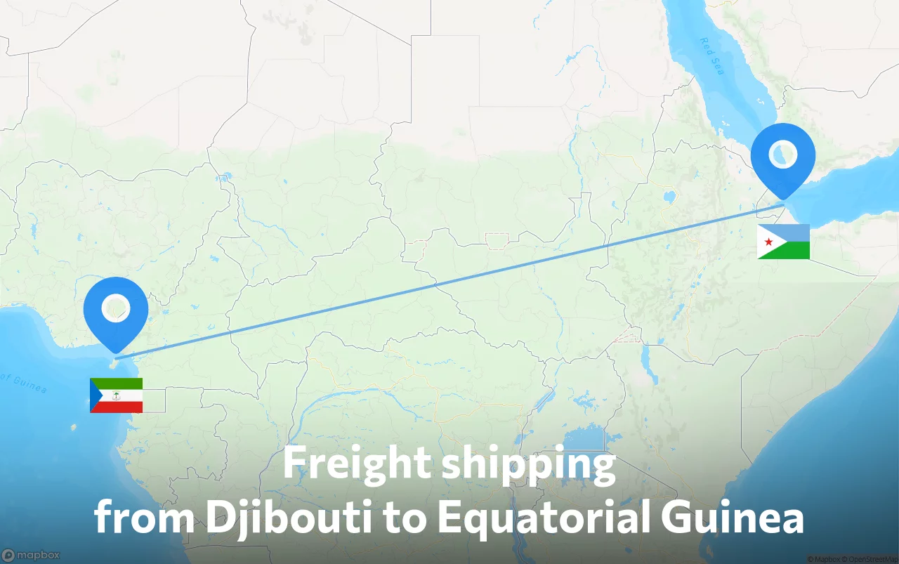Shipping route from Djibouti to Equatorial Guinea