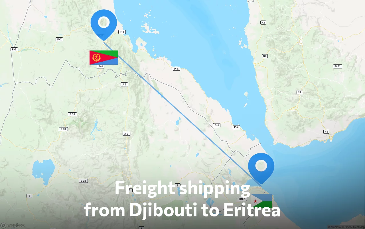 Shipping route from Djibouti to Eritrea