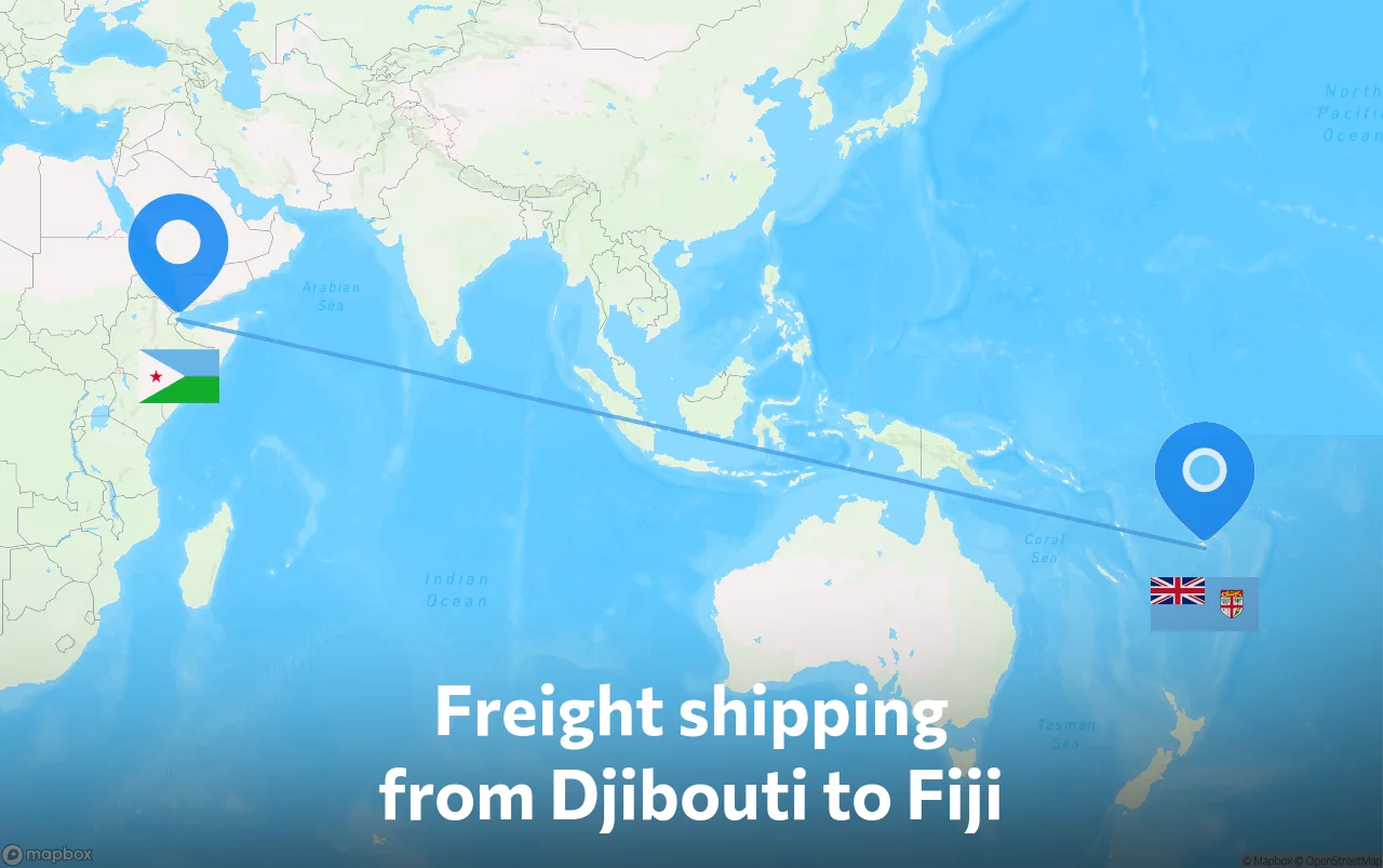 Shipping route from Djibouti to Fiji