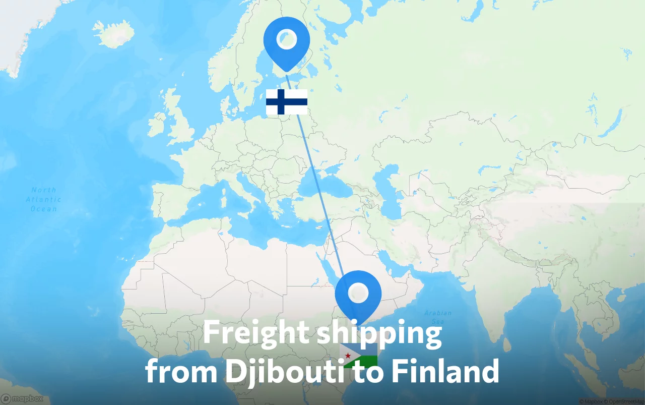 Shipping route from Djibouti to Finland