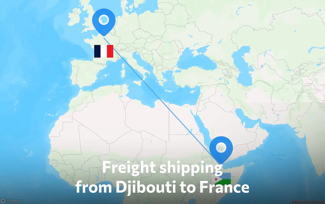 Shipping route from Djibouti to France