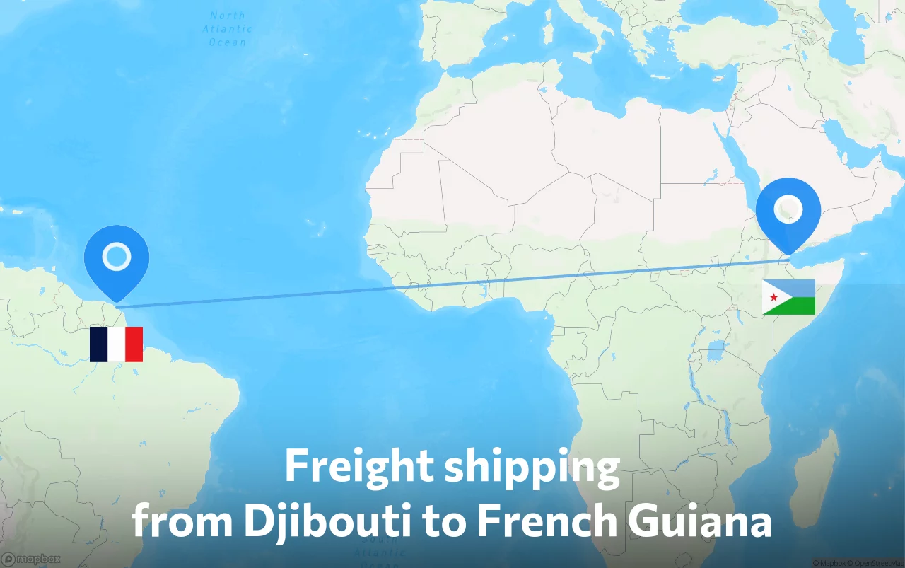 Shipping route from Djibouti to French Guiana