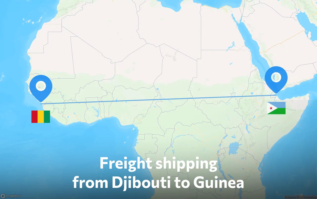 Shipping route from Djibouti to Guinea