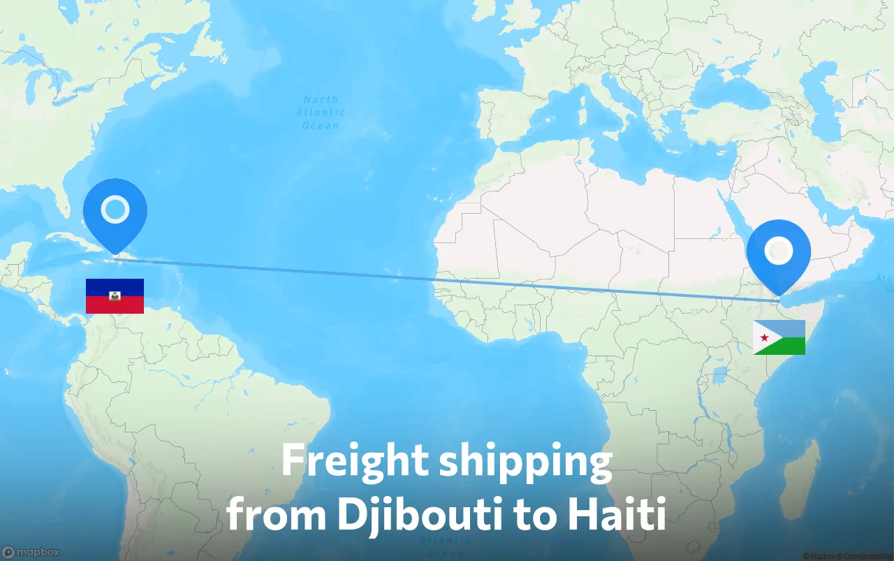 Shipping route from Djibouti to Haiti