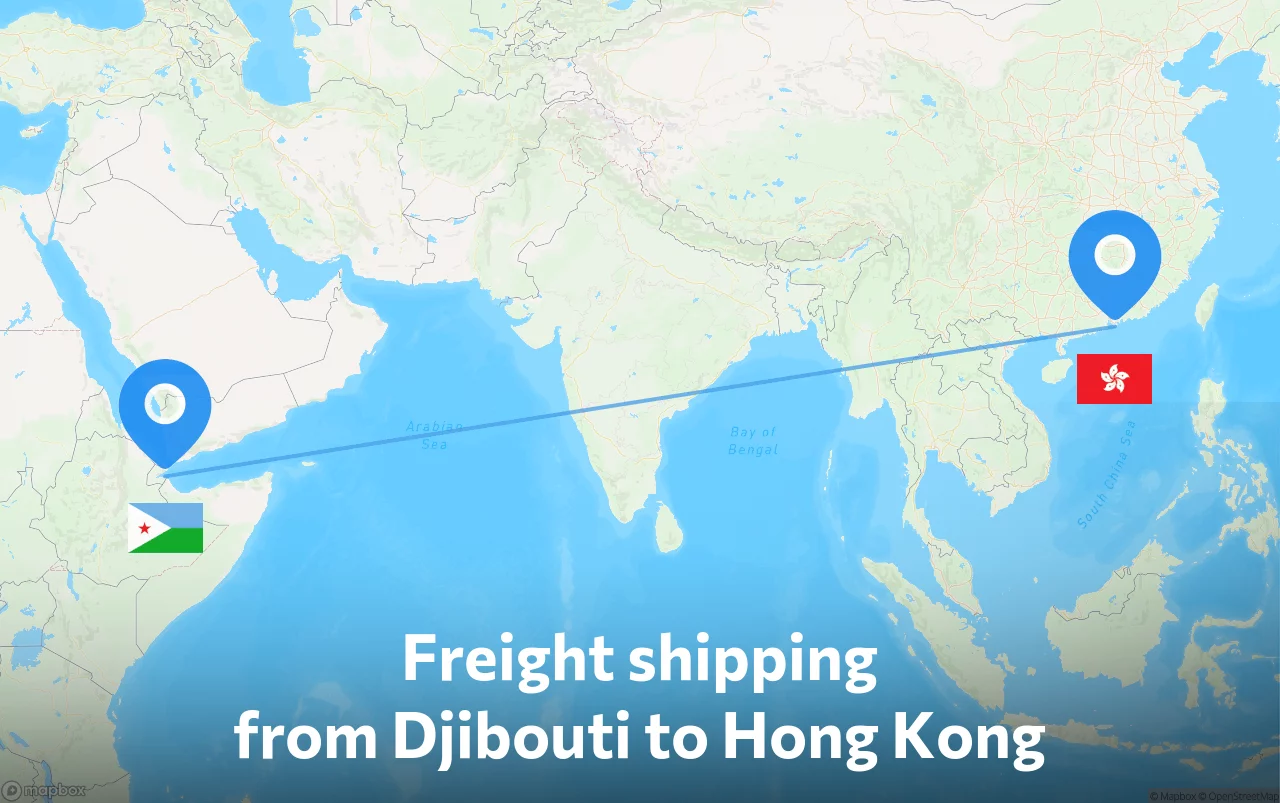 Shipping route from Djibouti to Hong Kong