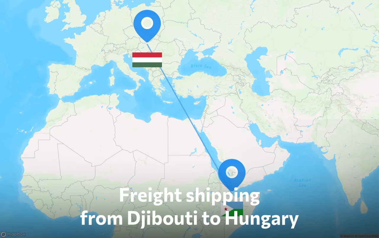 Shipping route from Djibouti to Hungary