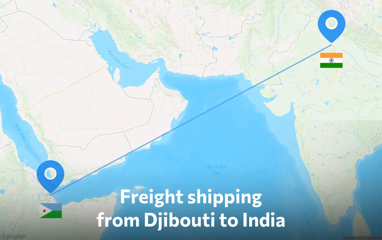 Shipping route from Djibouti to India