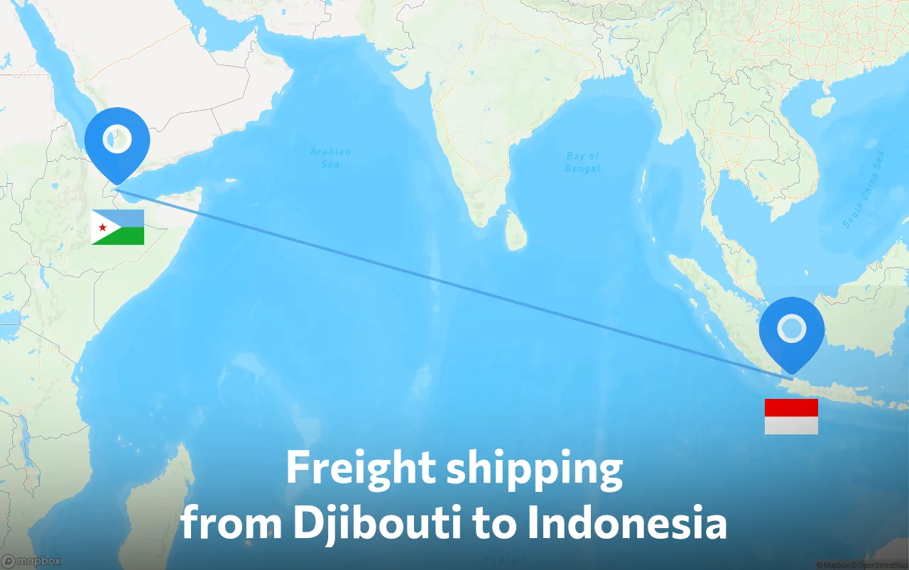 Shipping route from Djibouti to Indonesia