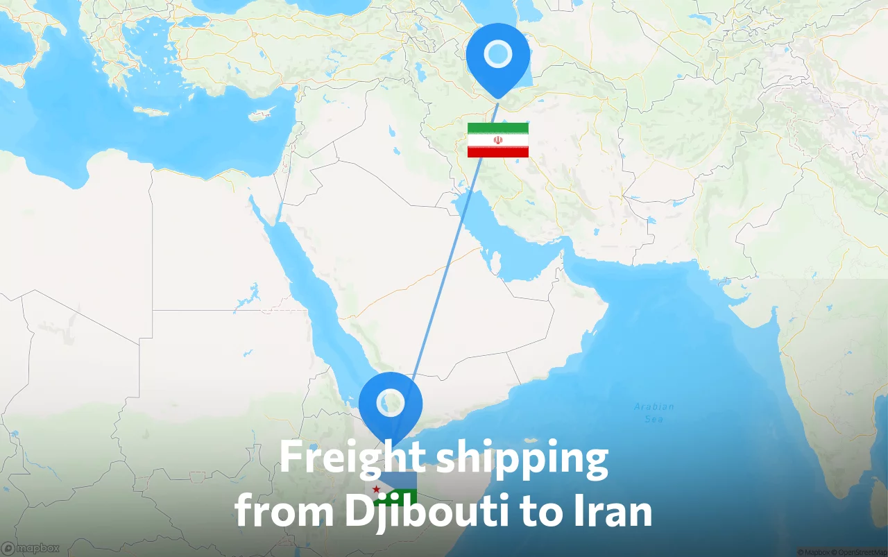 Shipping route from Djibouti to Iran