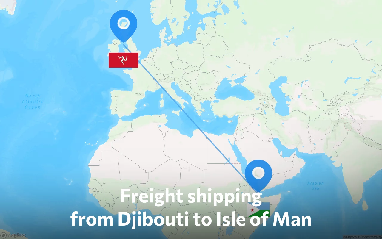 Shipping route from Djibouti to Isle of Man